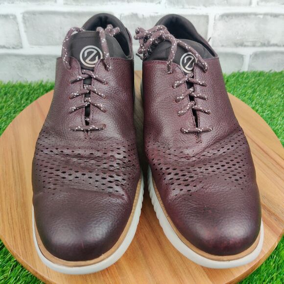 Cole Haan Zerøgrand Shoes Mens 10 M Burgundy Laser Leather Oxford C34072 main image 9